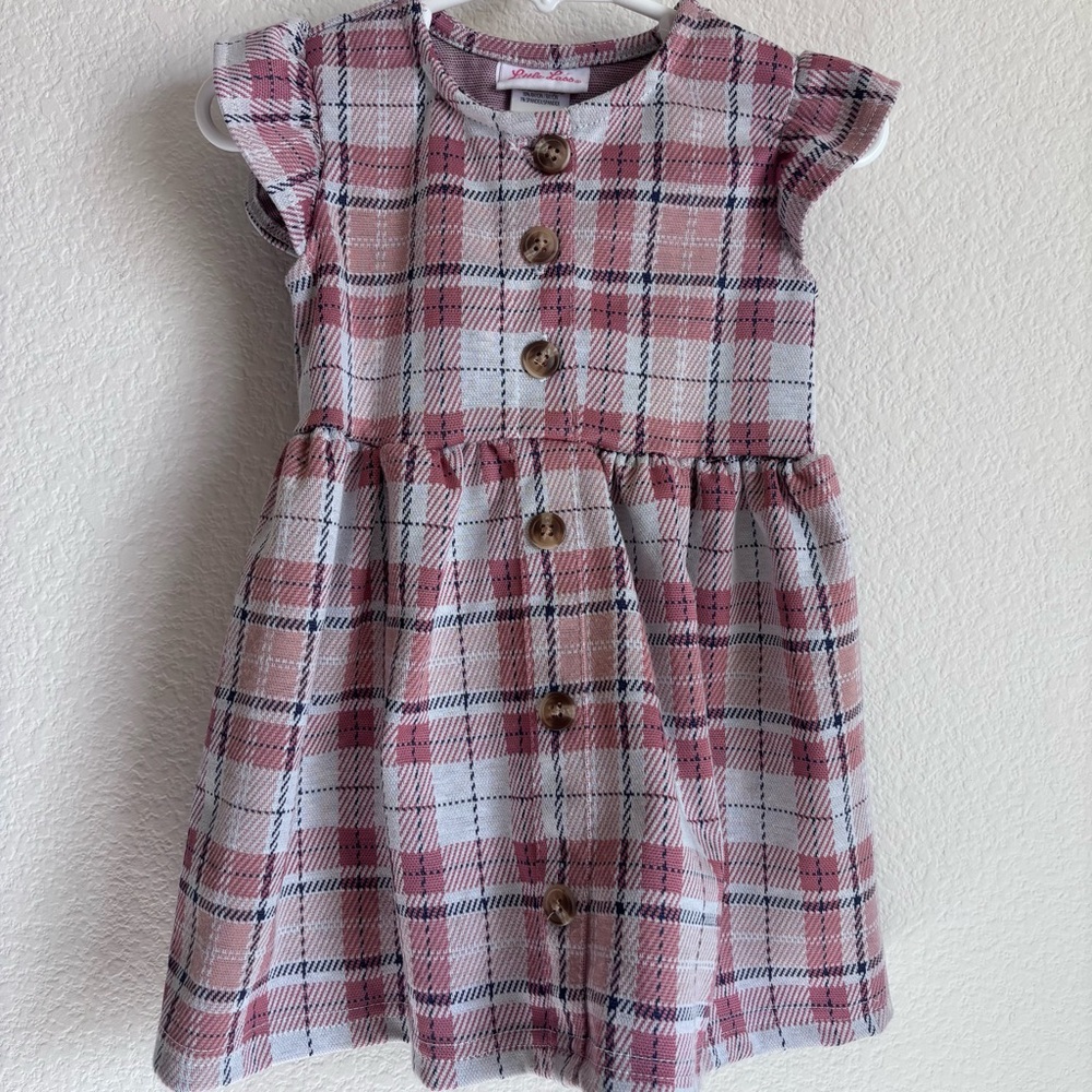 Little Lass Pink and White Plaid Dress size 18m